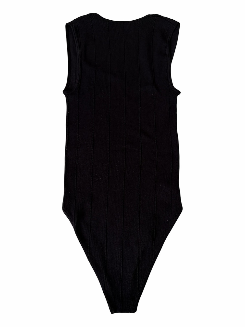 Zara Black Ribbed Bodysuit XS/S Square Neck Sleeveless Stretch Fitted Top - Picture 3 of 6